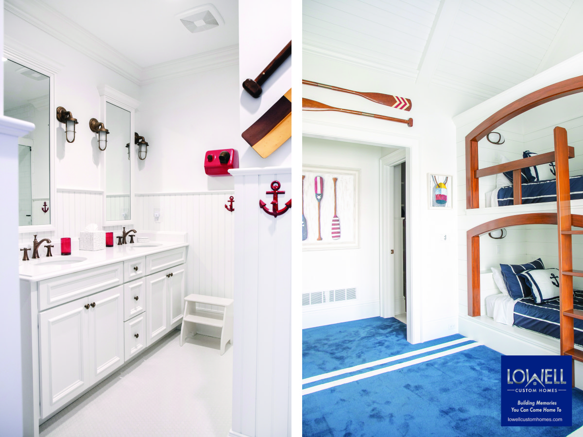 nautical themed guest bunk and bath