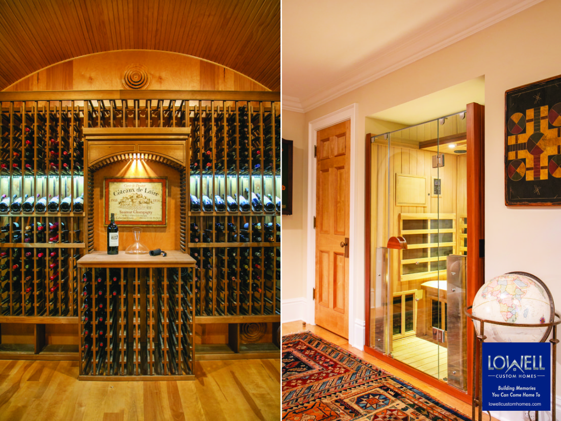 wine cellar and sauna by Lowell Custom Homes