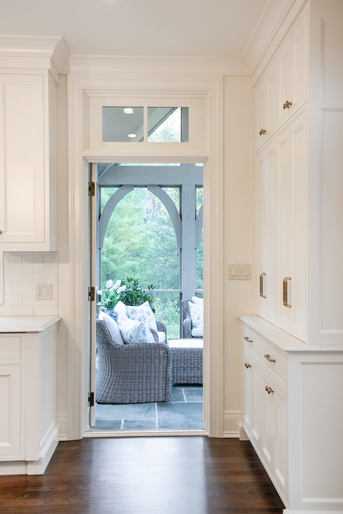 Lowell Custom Homes screened porch with access from kitchen