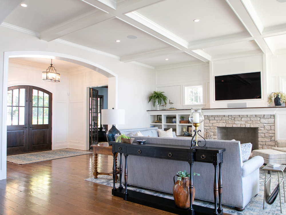 coffered ceiling in living room